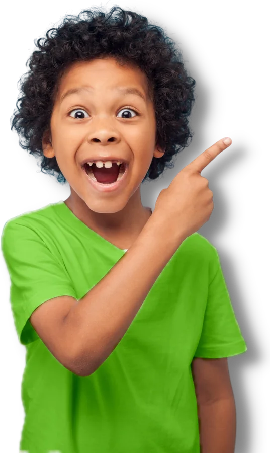 Excited boy pointing