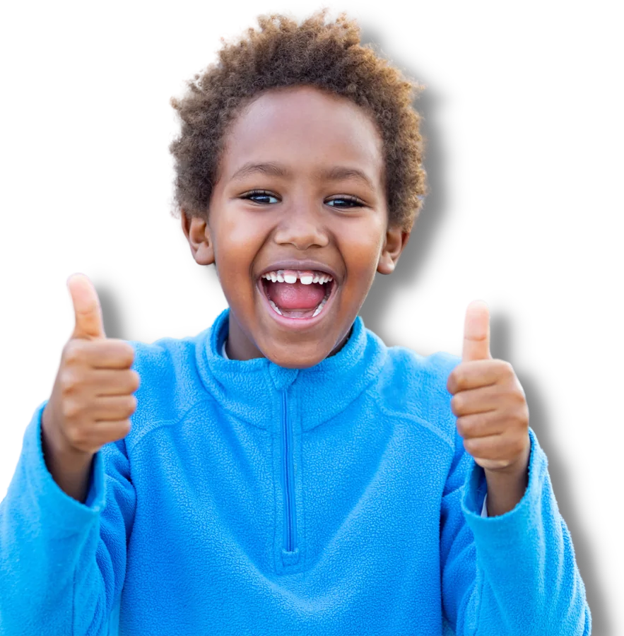 Boy giving two thumbs up